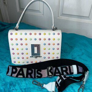 Karl Lagerfeld- Paris Textured Pastel Crossbody Bag with strap